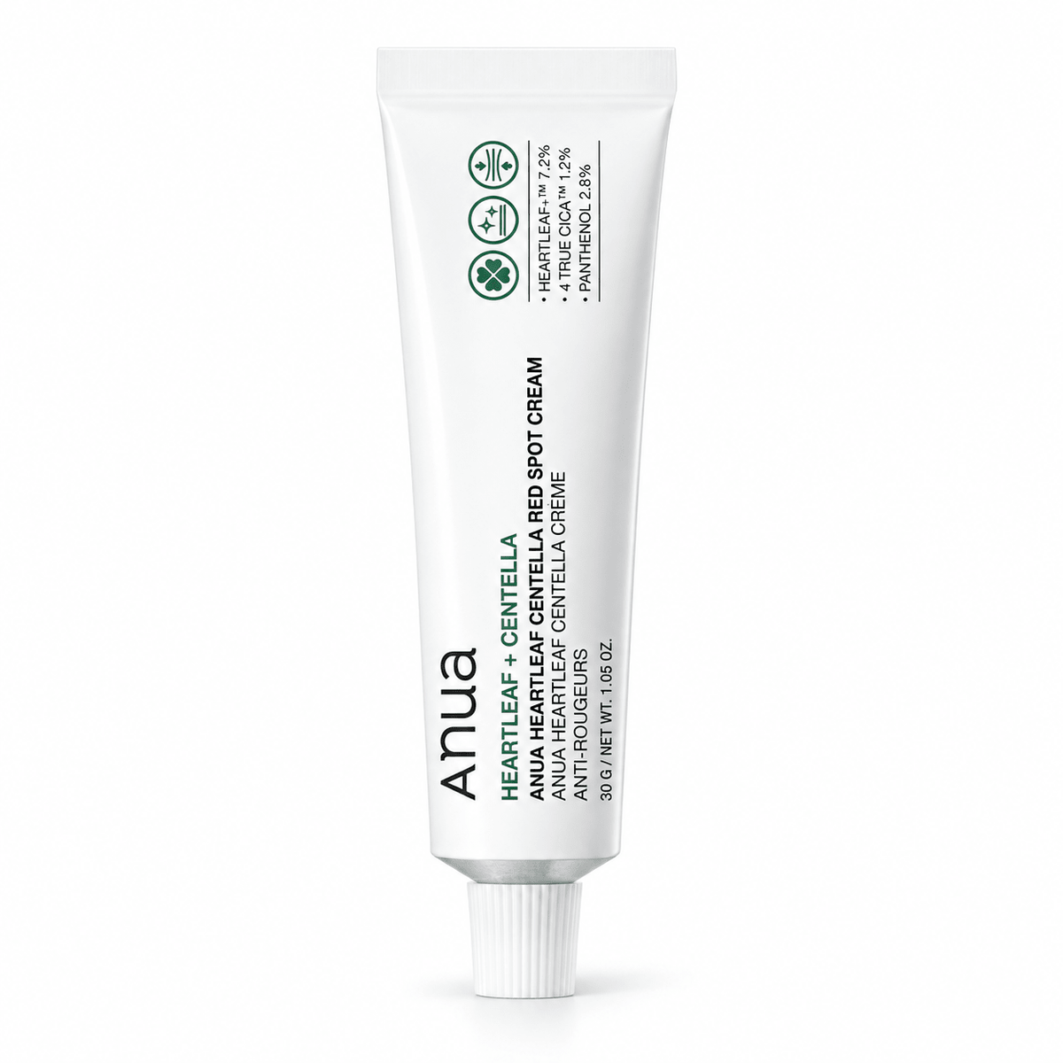Anua Heartleaf + Centella Red Spot Cream 30g tube on white