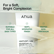Anua Heartleaf LHA Moisture Peeling Gel skin types and hydrated finish
