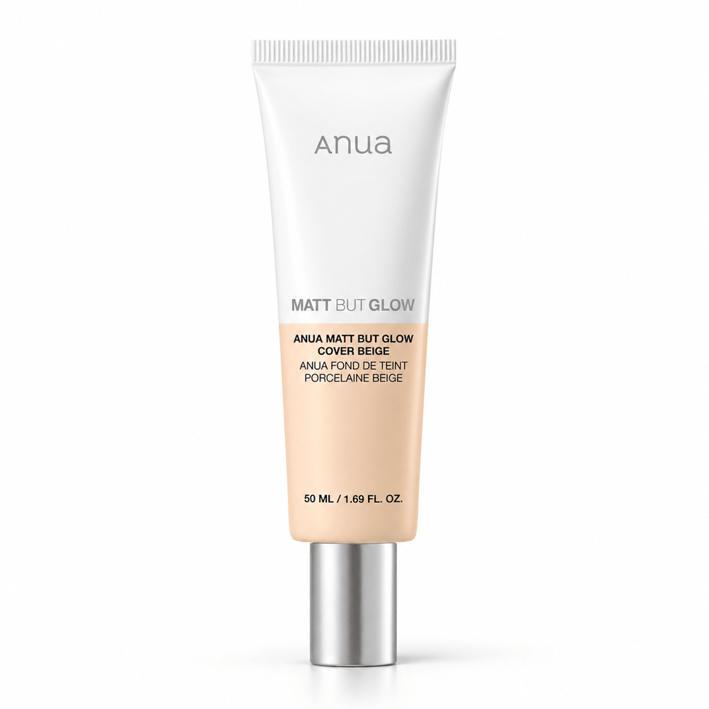 Anua Matt But Glow Cover Beige 50ml tube with silver cap on white