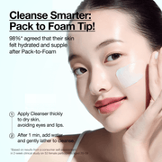 Official Anua PDRN cleansing foam one-minute pack-to-foam directions
