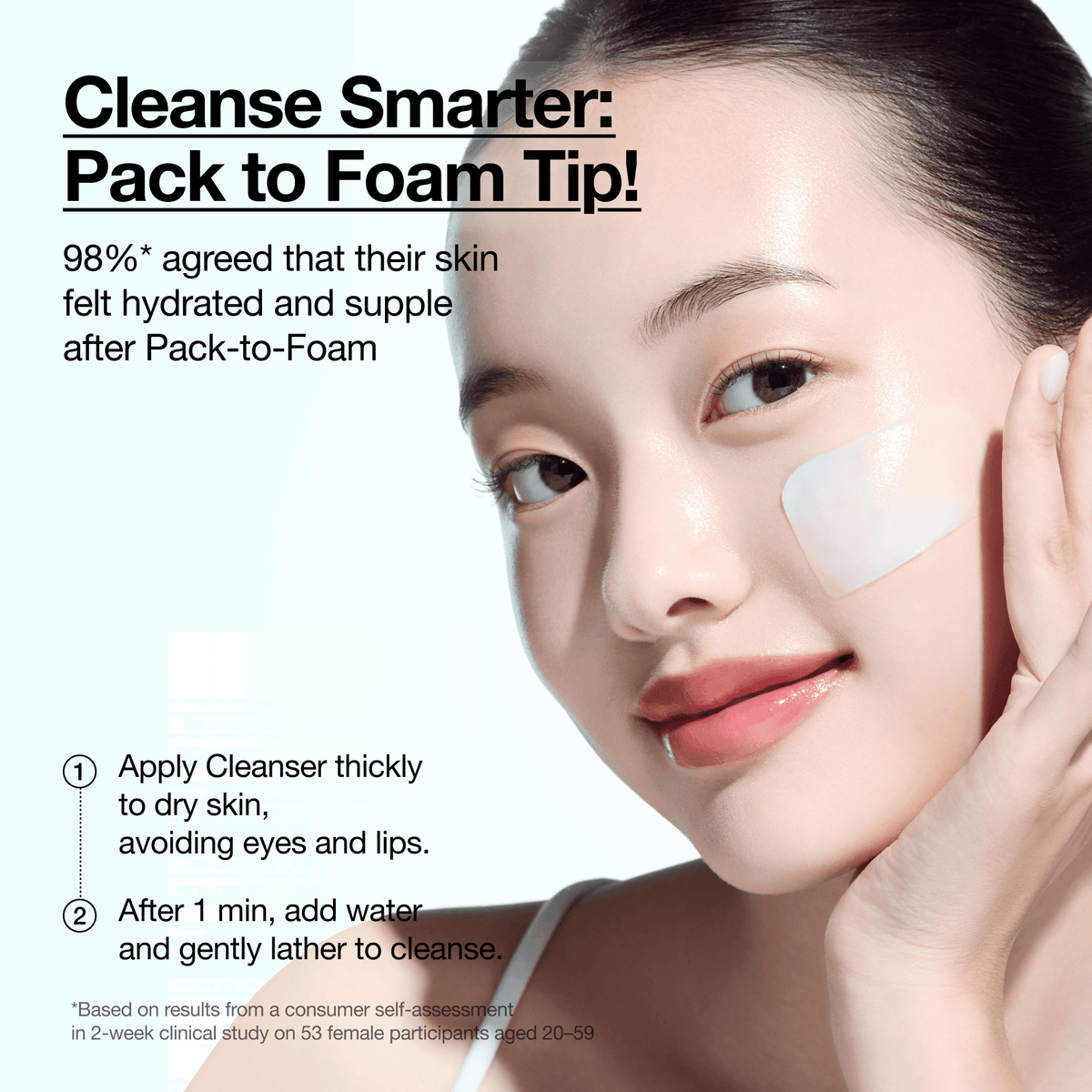 Official Anua PDRN cleansing foam one-minute pack-to-foam directions