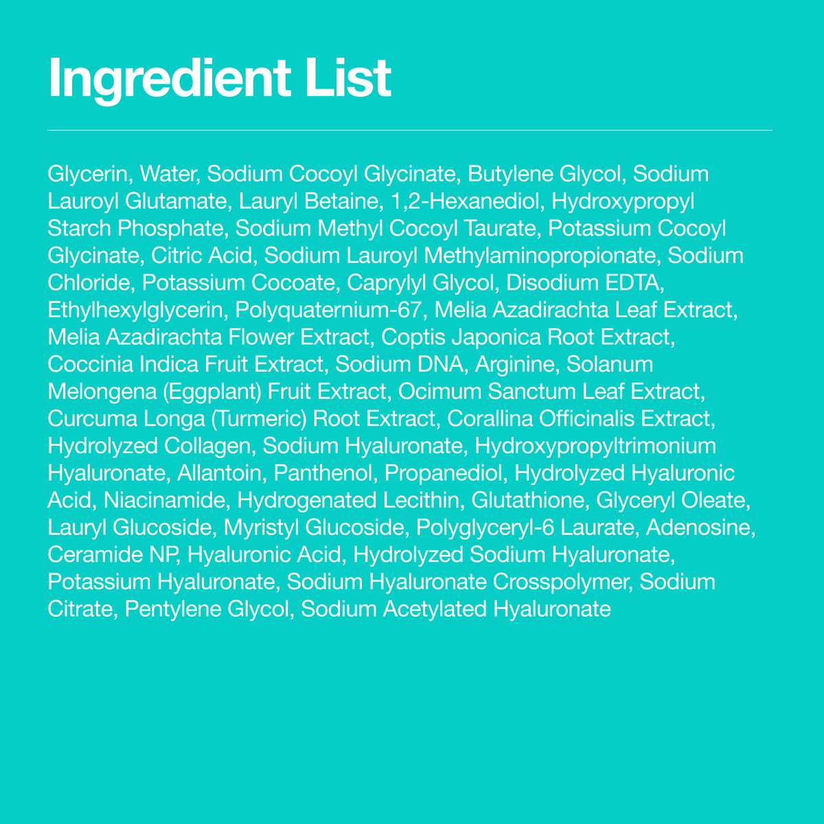 Official Anua PDRN Hyaluronic Acid Moisturizing Cleansing Foam ingredient list