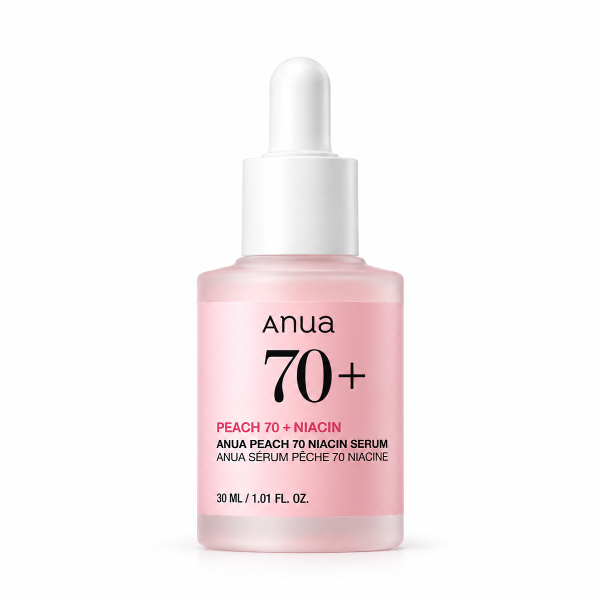 Anua Peach 70 Niacin Serum 30 ml pink bottle with white dropper