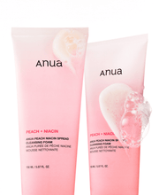 Anua Peach Niacin Spread Cleansing Foam official styling with two tubes; purchase includes one 150 ml tube