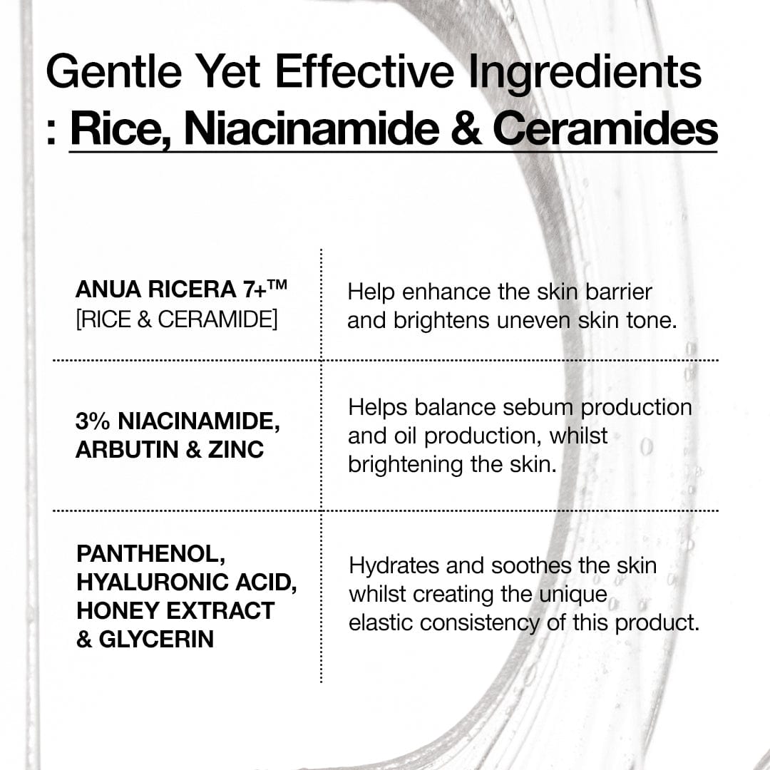 Anua Rice Ceramide 7 Hydrating Barrier Serum 50 ml official ingredients
