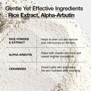 Anua Rice Enzyme Brightening Cleansing Powder rice alpha-arbutin and ceramide ingredients