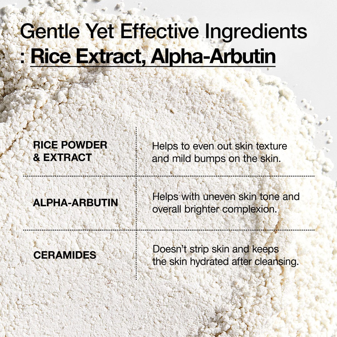 Anua Rice Enzyme Brightening Cleansing Powder rice alpha-arbutin and ceramide ingredients