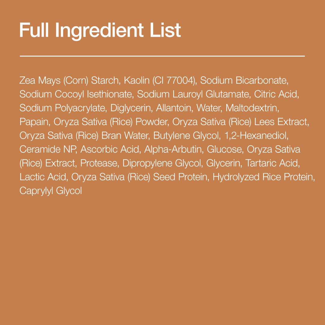 Anua Rice Enzyme Brightening Cleansing Powder full ingredient list