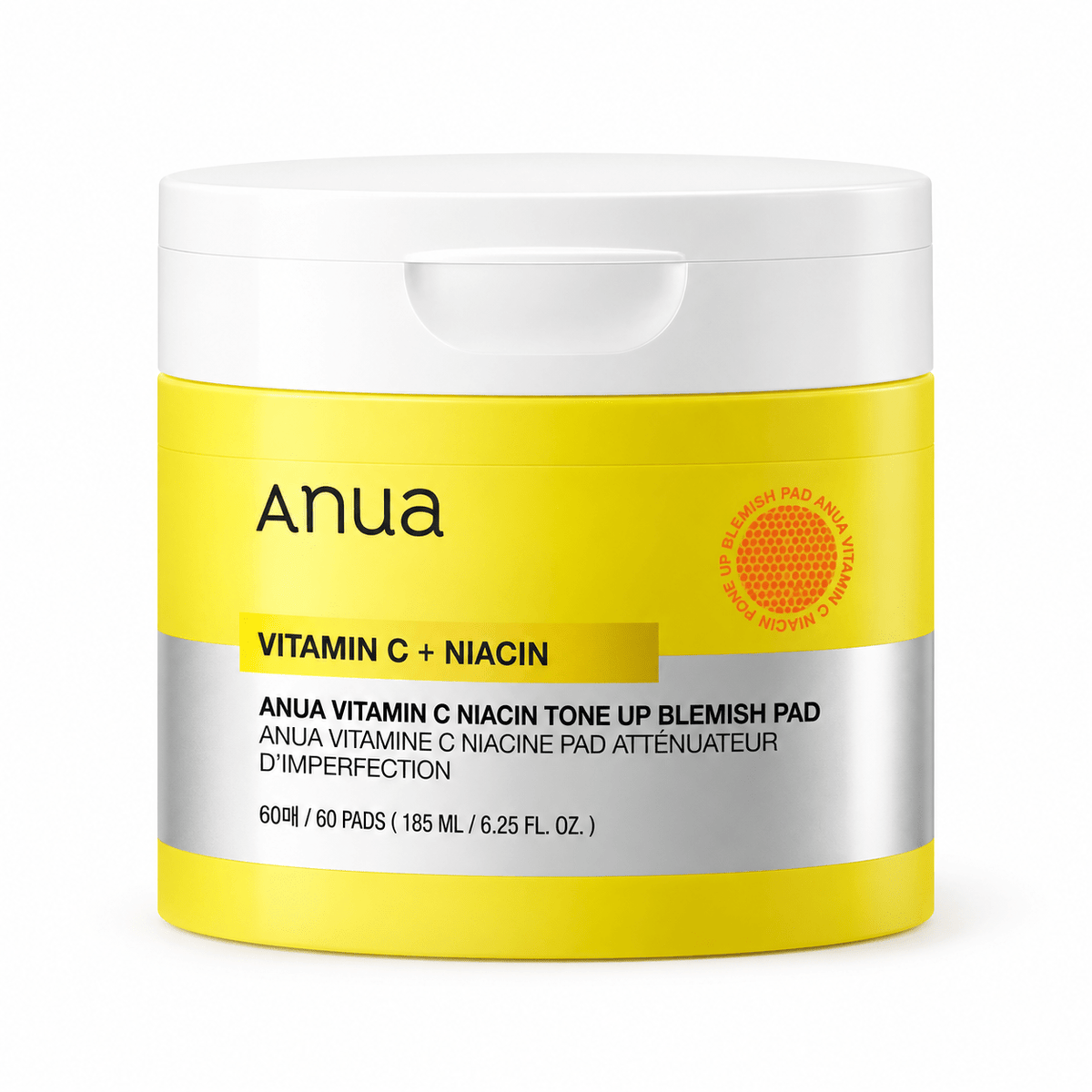 Anua Vitamin C Niacin Tone Up Blemish Pad 60 pads in yellow jar
