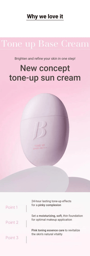 Banila Co All Day Prep Tone Up Base Cream SPF50+ PA++++ 35mL — Pink tone-up base introduction and three key benefits