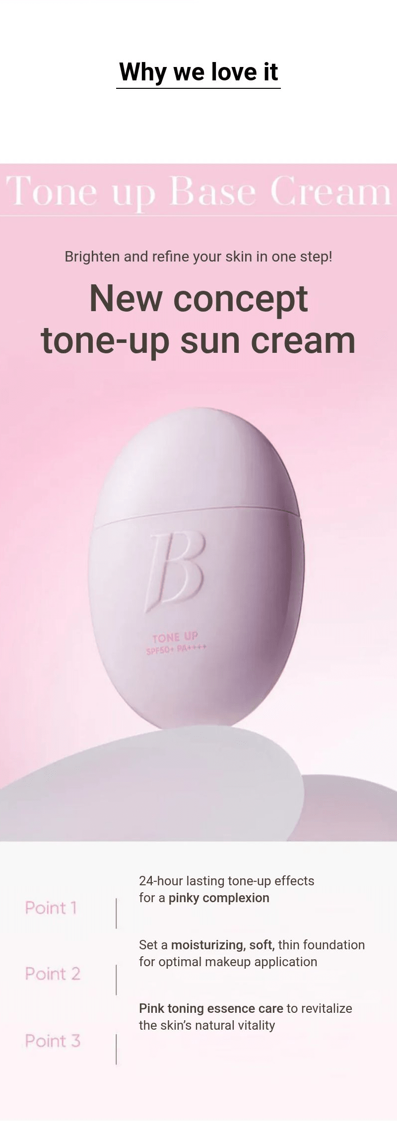 Banila Co All Day Prep Tone Up Base Cream SPF50+ PA++++ 35mL — Pink tone-up base introduction and three key benefits