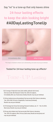 Banila Co All Day Prep Tone Up Base Cream SPF50+ PA++++ 35mL — Lasting tone-up results and study qualifications