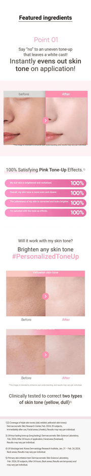 Banila Co All Day Prep Tone Up Base Cream SPF50+ PA++++ 35mL — Skin tone correction comparisons and study qualifications