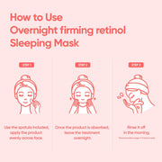 Banila Co Overnight Firming Retinol Sleeping Mask 100mL — Three-step overnight application and recommended frequency