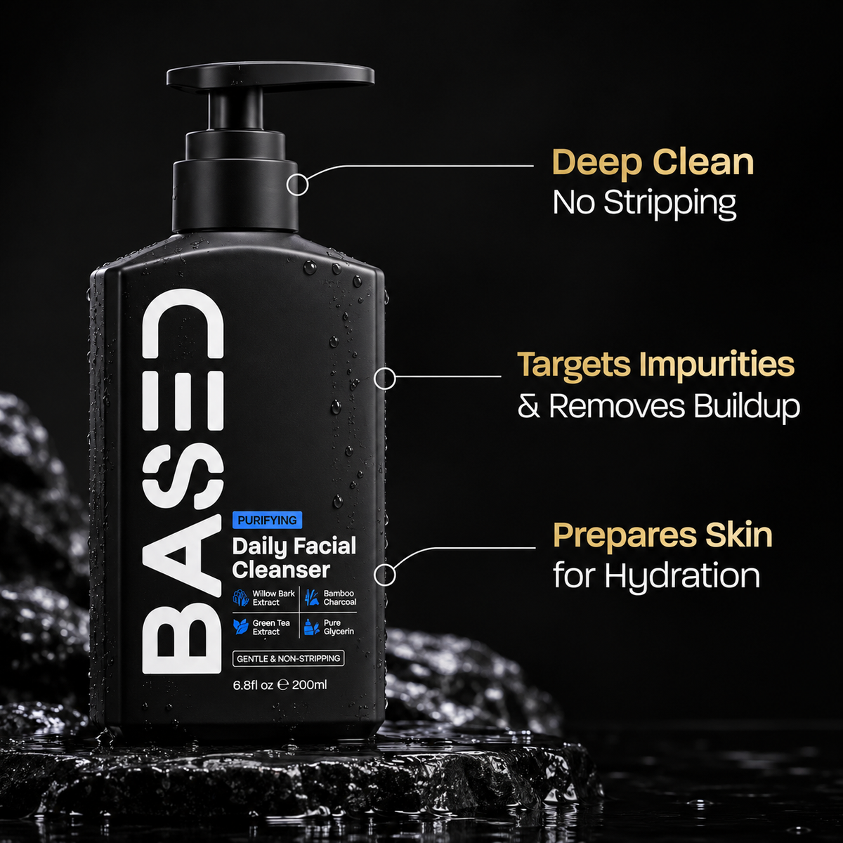 BASED Daily Facial Cleanser deep clean non-stripping benefits