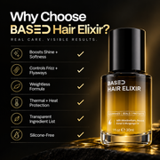 BASED Hair Elixir weightless formula shine frizz control heat protection and silicone-free benefits