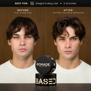 BASED Pomade before and after for straight to wavy hair