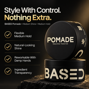 BASED Pomade medium shine medium hold reworkable and ingredient transparency