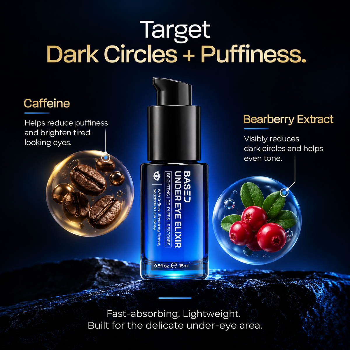 BASED Under Eye Elixir caffeine and bearberry for dark circles and puffiness