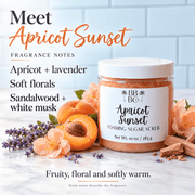 Apricot Sunset fragrance notes: apricot, lavender, soft florals, sandalwood and white musk