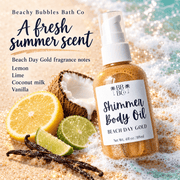 Beach Day Gold fragrance notes: lemon, lime, coconut milk, and vanilla