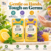 Bee Clean Beeswax Hand Sanitizer gentle on hands tough on germs infographic