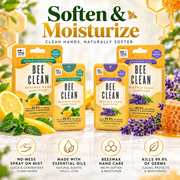 Bee Clean Beeswax Hand Sanitizer soften and moisturize infographic