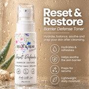 Desert Defender barrier defense toner hydration balance soothing and serum prep benefits