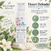 Desert Defender Barrier Defense Toner 2 fl oz 59.1 mL fine mist AM PM toner step