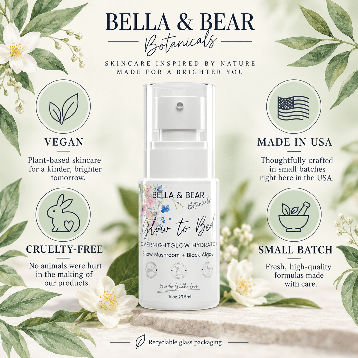 Bella & Bear Botanicals product values infographic