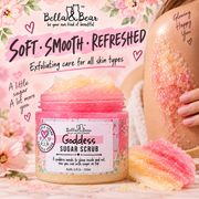 Bella & Bear Goddess Sugar Scrub soft smooth refreshed skin infographic