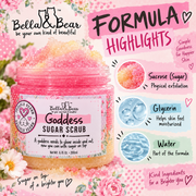 Bella & Bear Goddess Sugar Scrub formula highlights infographic