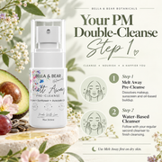 Bella & Bear Melt Away PM double cleanse infographic