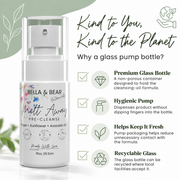 Bella & Bear Melt Away glass pump bottle infographic