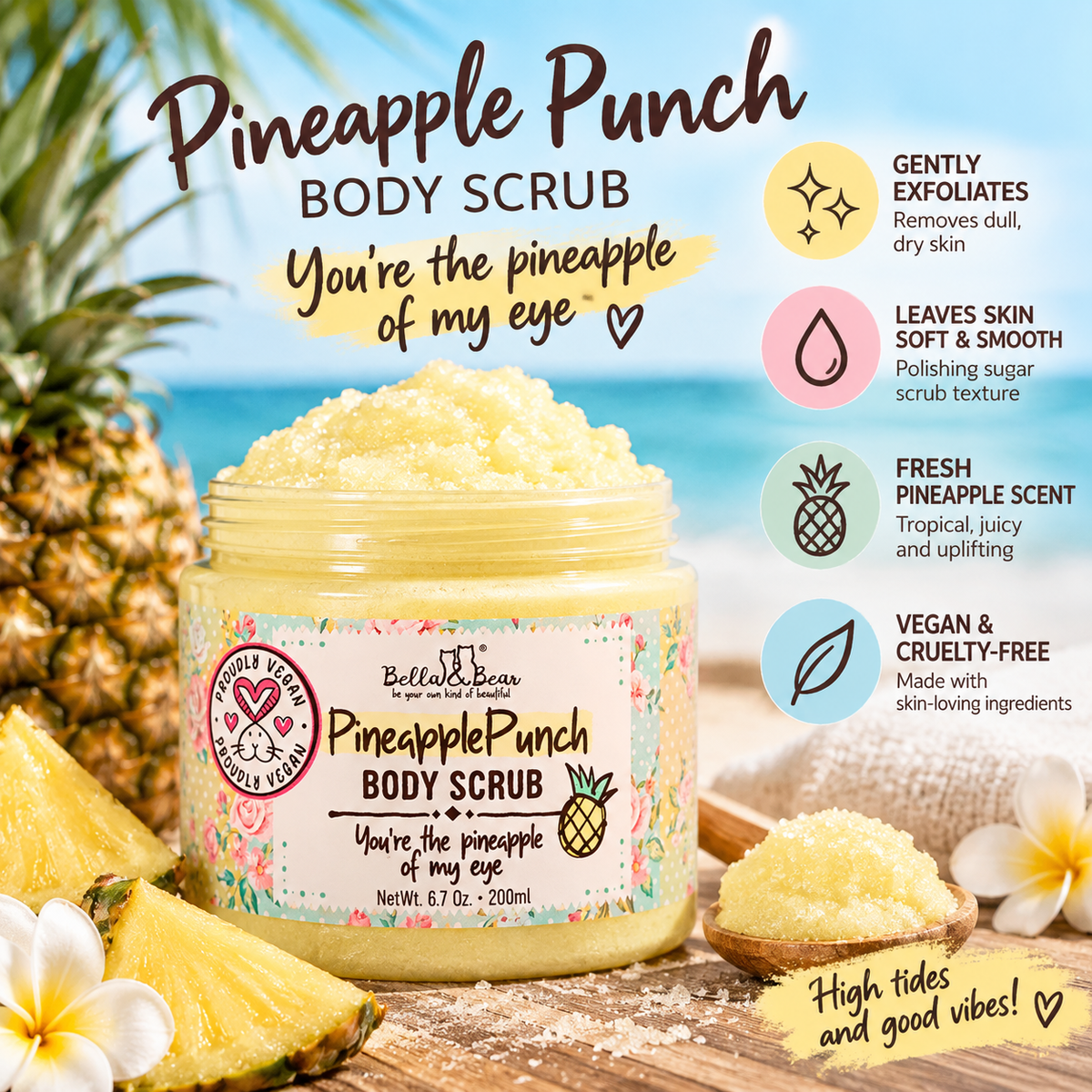 Pineapple Punch body scrub benefits and tropical pineapple scent