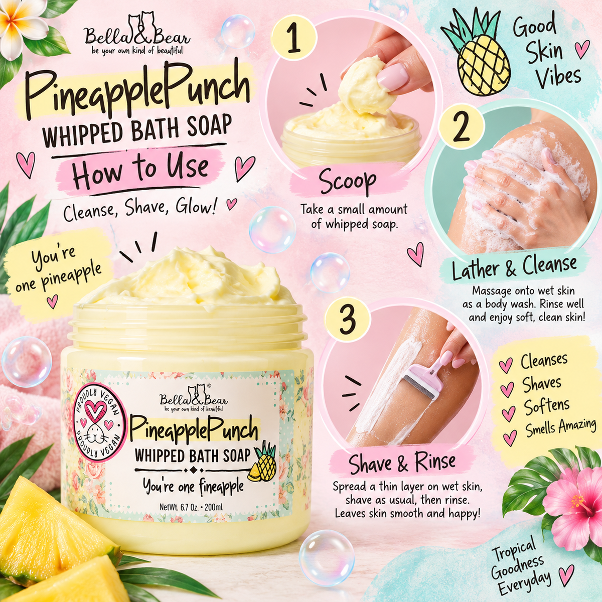 Pineapple Punch whipped bath soap and shave cream how to use