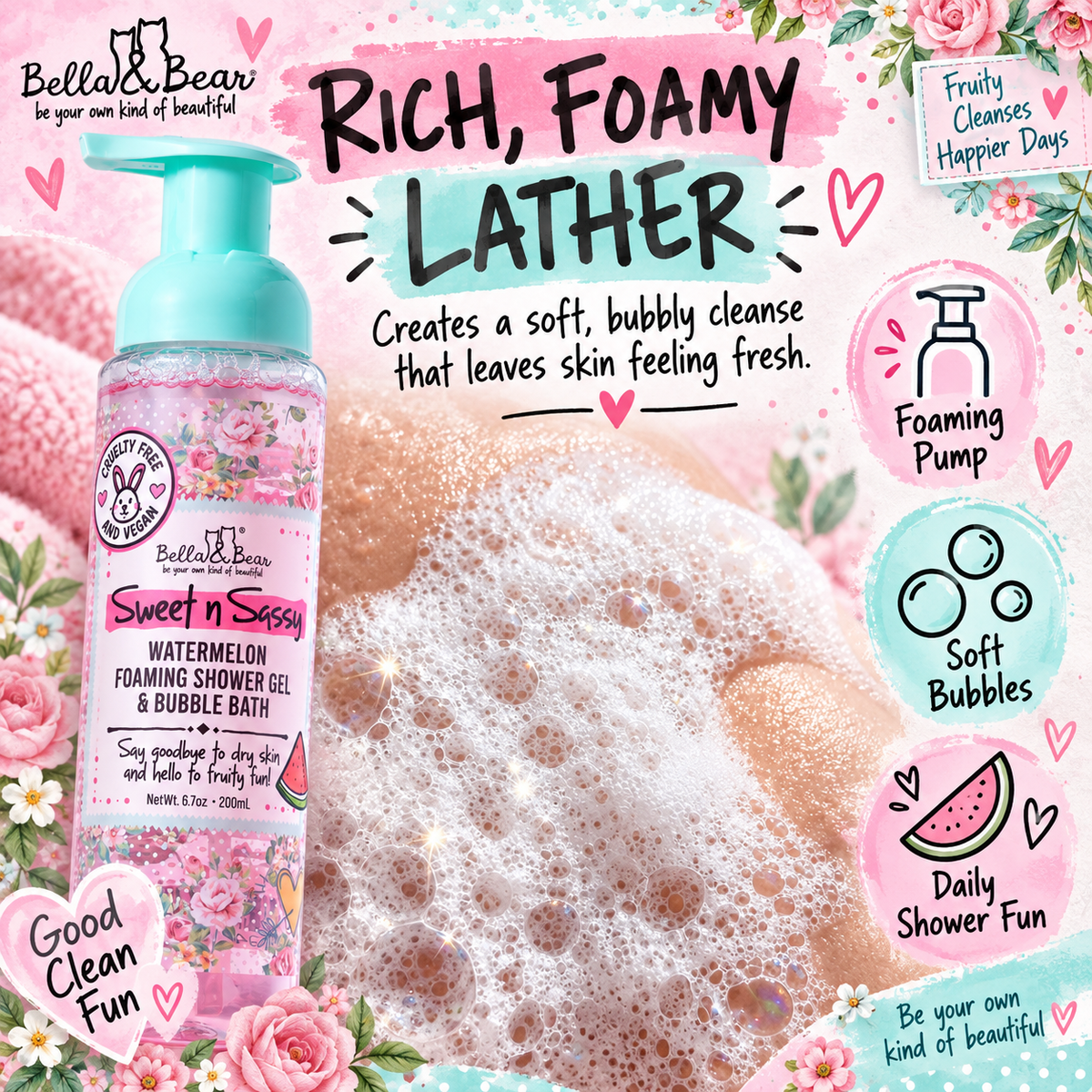 Bella & Bear Sweet n Sassy rich foamy lather