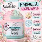 Bella & Bear Unicorn Dreams Body Butter formula highlights infographic