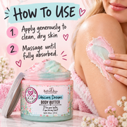 Bella & Bear Unicorn Dreams Body Butter how to use infographic