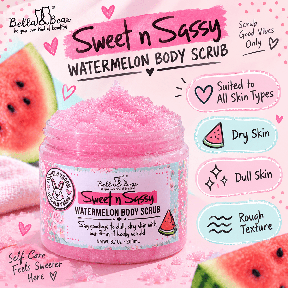 Watermelon body scrub suited skin types