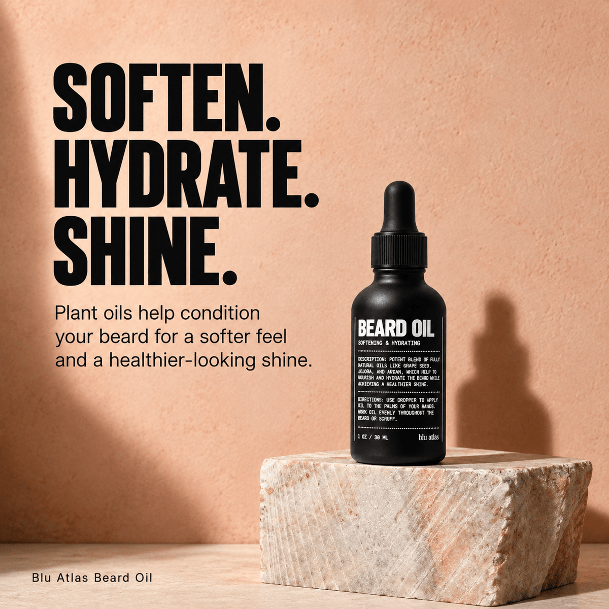 Blu Atlas Beard Oil softening hydration and shine benefits