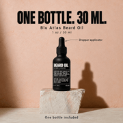 One 30 ml Blu Atlas Beard Oil bottle included