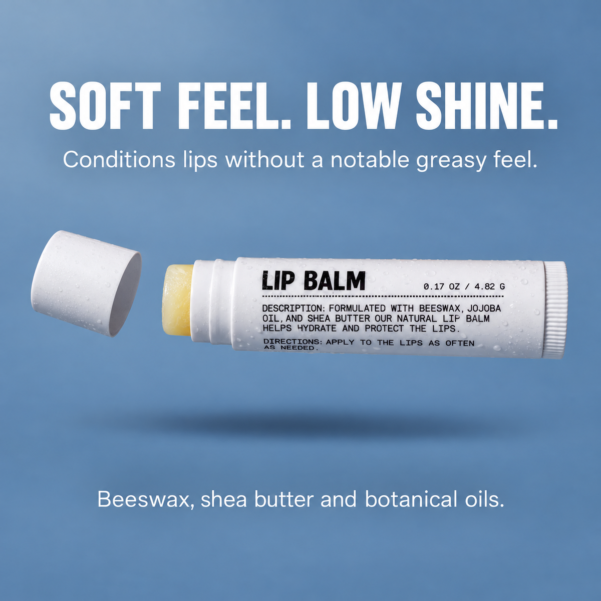 Blu Atlas Beeswax and Shea Butter Lip Balm 05 low shine