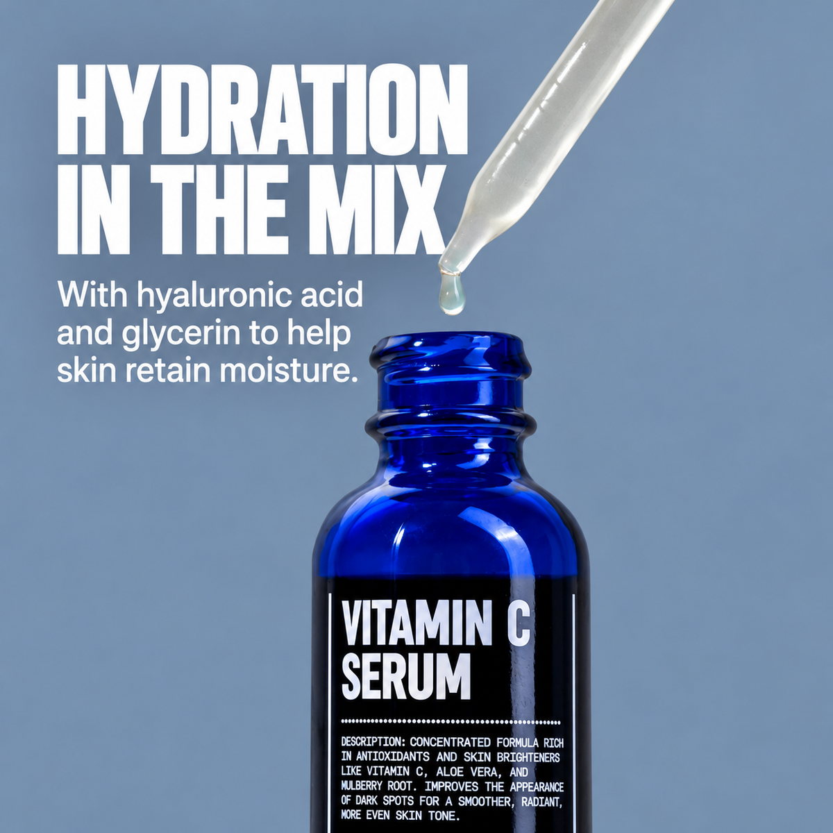 Hyaluronic acid and glycerin in Blu Atlas Vitamin C Serum