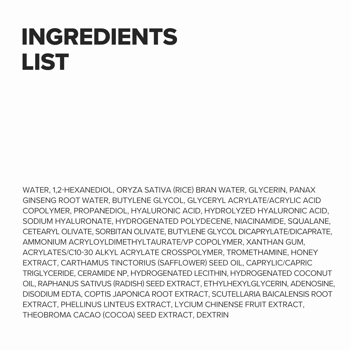 Beauty of Joseon Dynasty Cream 100mL ingredients