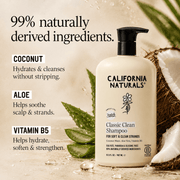 California Naturals Classic Clean Shampoo ingredient benefits infographic
