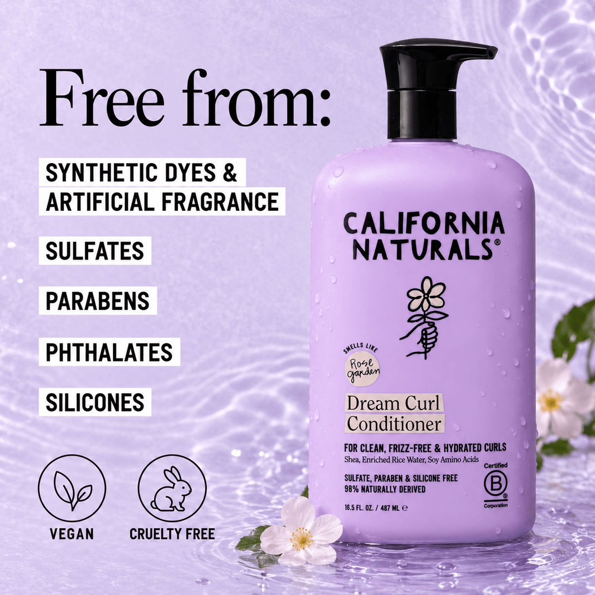 Dream Curl Conditioner free from sulfates parabens phthalates silicones and artificial additives