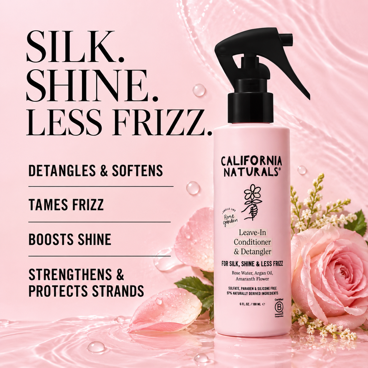 California Naturals leave-in conditioner benefits infographic