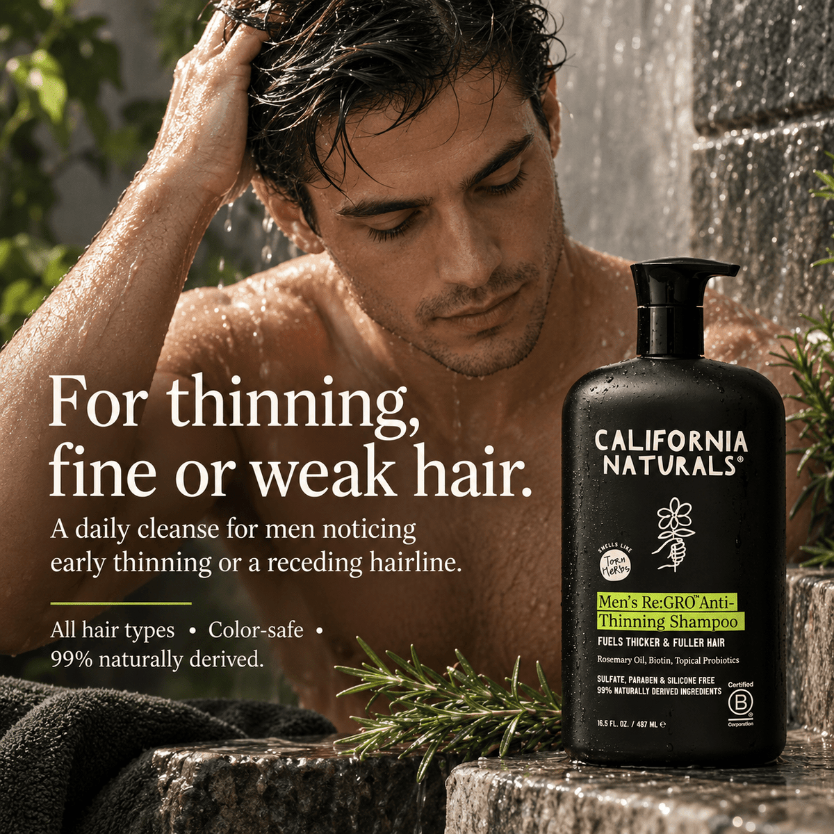 California Naturals Men's Re:GRO Shampoo for thinning, fine or weak hair