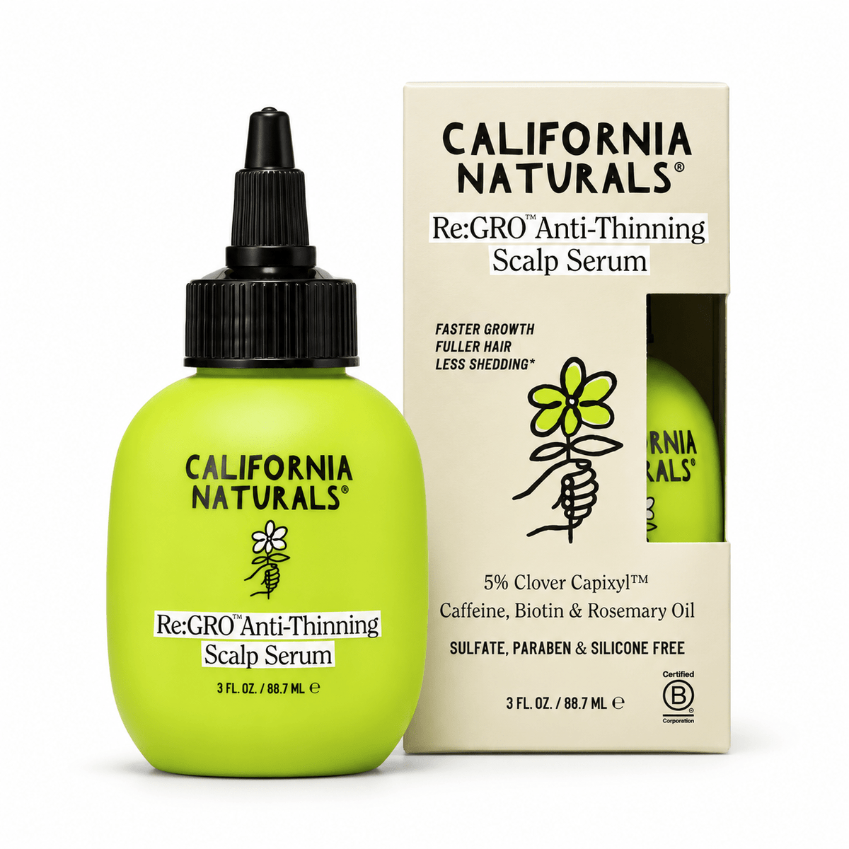California Naturals Re:GRO Anti-Thinning Scalp Serum 3 fl oz with box